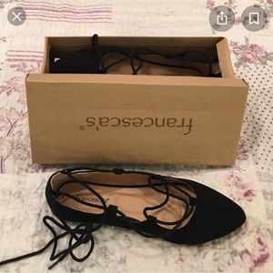 FRANCESCAS black ballet flats lace up